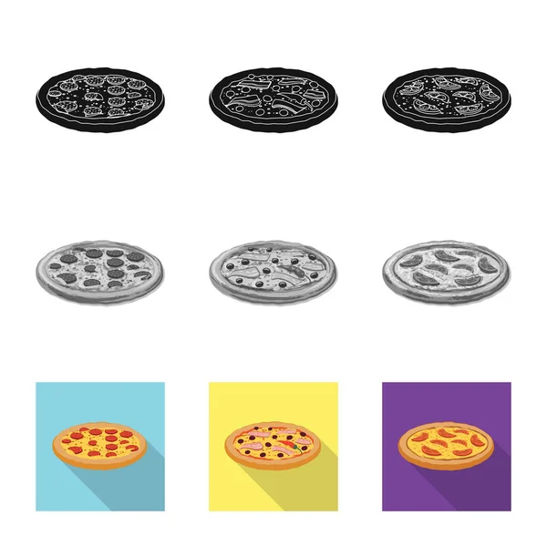 Isolerade objekt av pizza och mat-logotypen. Samling av pizza och Italien vektor ikon för lager. — Stock vektor
