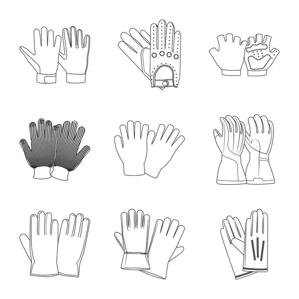 Białym Tle Obiekt Rękawic Zima Znak Kolekcja Glove Sprzęt Symbol — Wektor stockowy