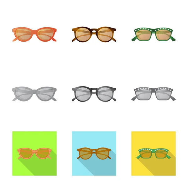 Isolé objet de lunettes et de lunettes de soleil signe. Jeu de lunettes et accessoire stock symbole pour web . — Image vectorielle