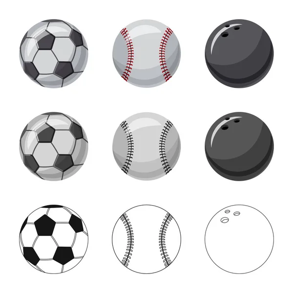 Objeto aislado de deporte y logo de pelota. Conjunto de deporte y símbolo de stock atlético para web . — Vector de stock