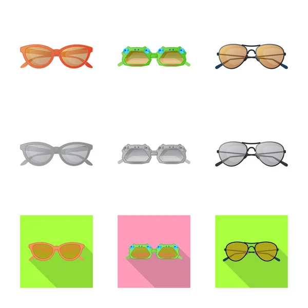 メガネとサングラスのロゴの孤立したオブジェクト。メガネやストックのアクセサリー ベクトル アイコン集. — ストックベクタ