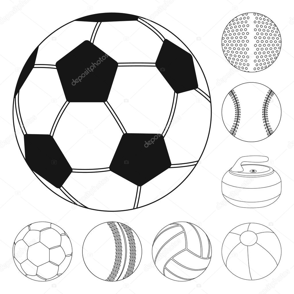 Vector design of sport and ball symbol. Set of sport and athletic vector icon for stock.