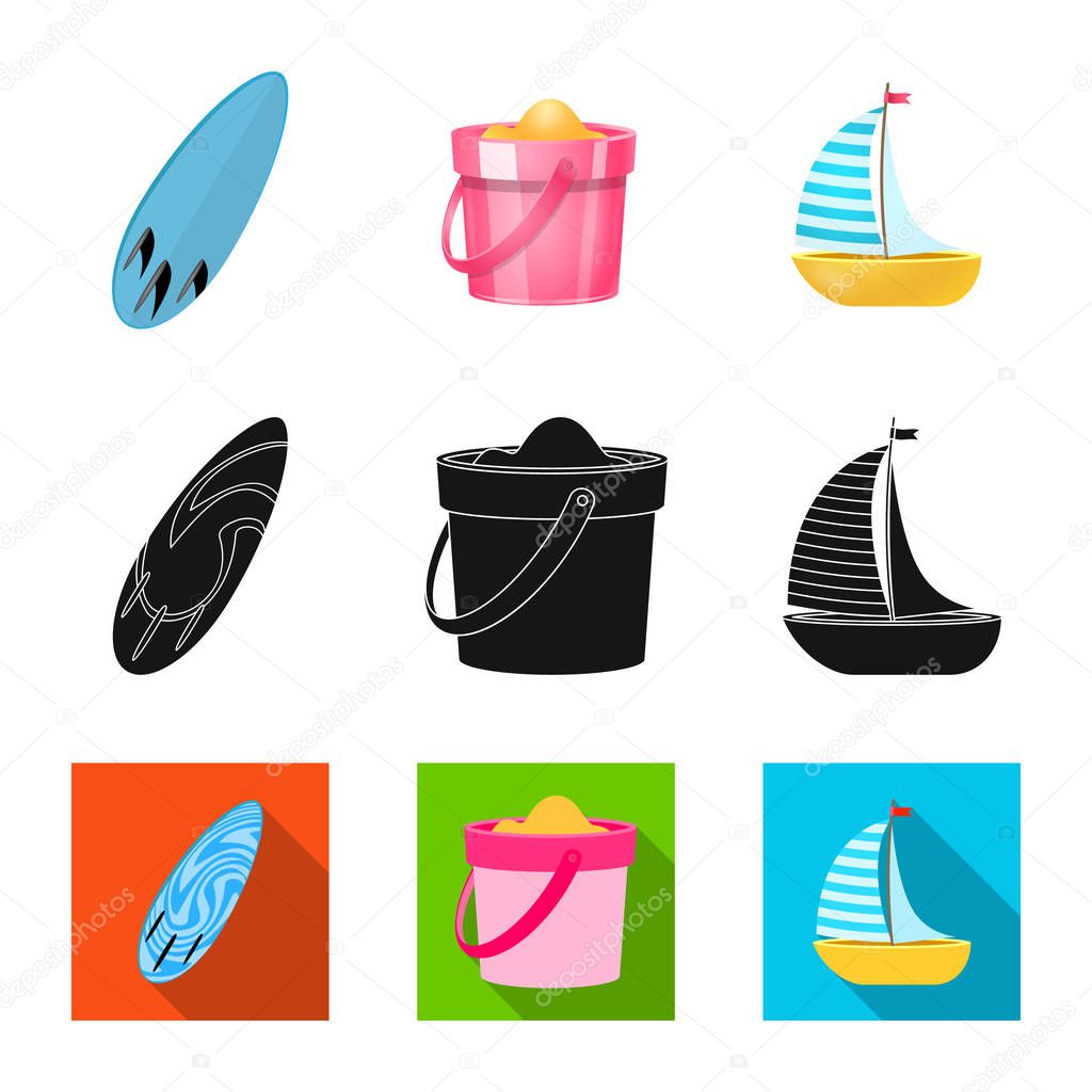 Vector illustration of equipment and swimming sign. Collection of equipment and activity stock symbol for web.
