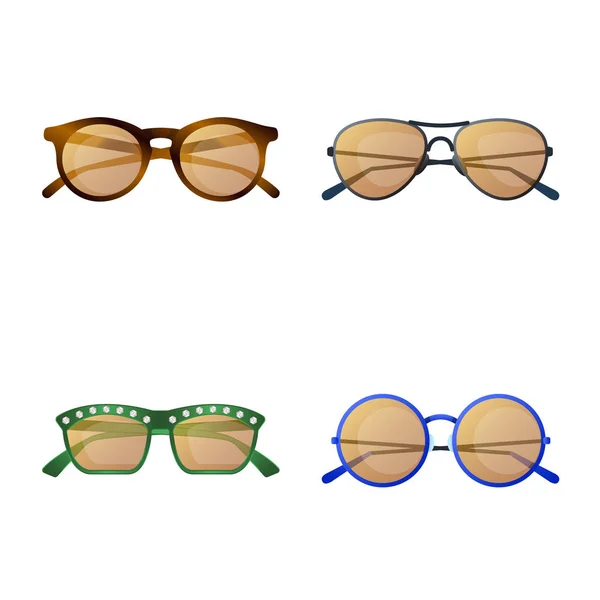 Objeto aislado de gafas y gafas de sol icono. Conjunto de gafas y accesorio icono vectorial para stock . — Vector de stock