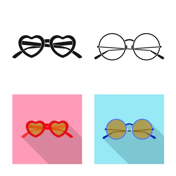 Vector illustration of glasses and sunglasses symbol. Collection of glasses and accessory stock vector illustration. — Stock Vector