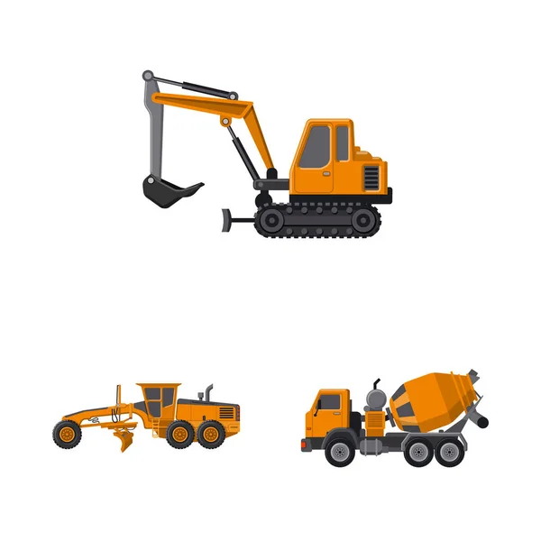 Illustrazione vettoriale dell'icona di costruzione e costruzione. Set di icone vettoriali di costruzione e macchinari per magazzino . — Vettoriale Stock