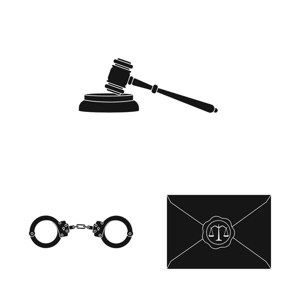 Jog és az ügyvéd szimbólum izolált tárgya. Jog és igazságosság tőzsdei szimbólum a web gyűjteménye. — Stock Vector