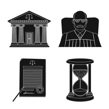 Hukuk ve avukat simge vektör Illustration. Hukuk ve adalet hisse senedi simgesi web için kümesi.