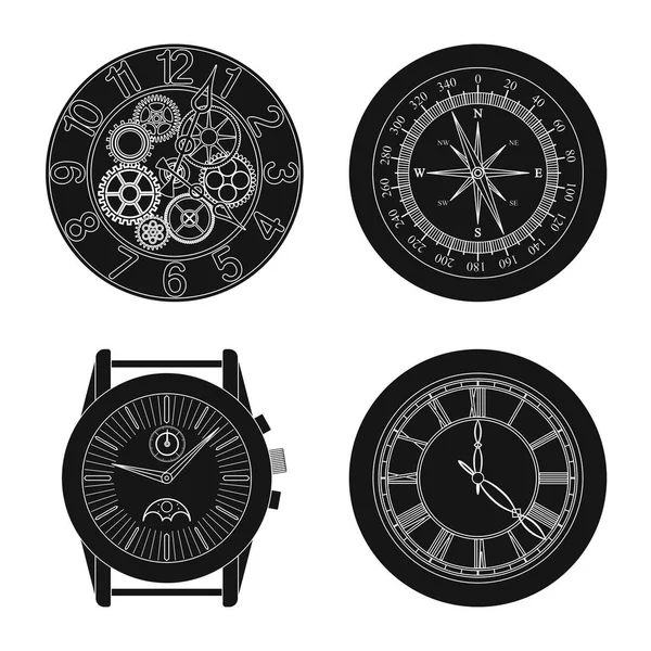 Design vettoriale dell'orologio e dell'icona dell'ora. Set di orologio e cerchio stock vettoriale illustrazione . — Vettoriale Stock