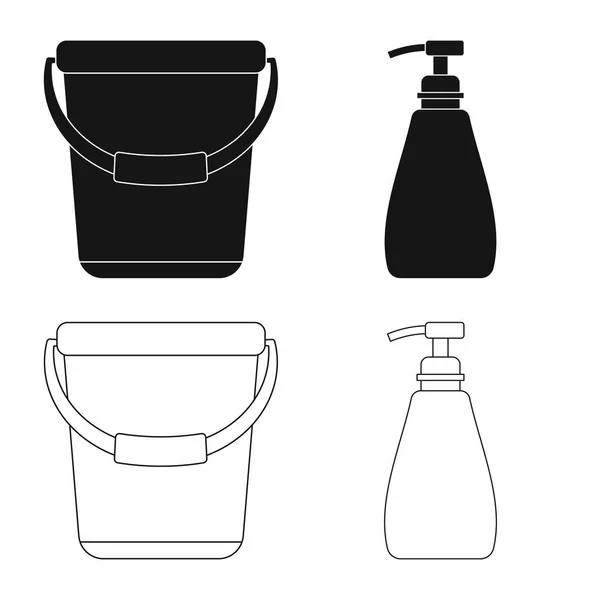 Illustrazione vettoriale del segno di pulizia e servizio. Set di icone vettoriali per la pulizia e la casa . — Vettoriale Stock