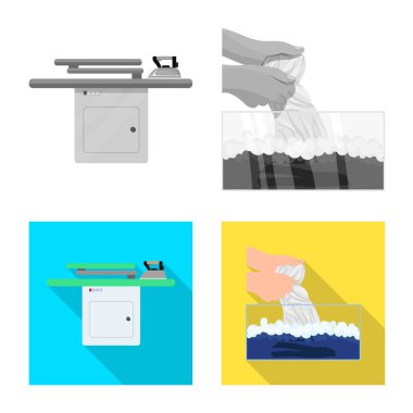 Çamaşırhane ve temiz simge vektör tasarımı. Çamaşırhane ve giyim koleksiyonu stok web simgesi.