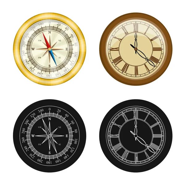 Vektor design av klocka och tid-ikonen. Samling klockan och cirkel aktiesymbol för webben. — Stock vektor