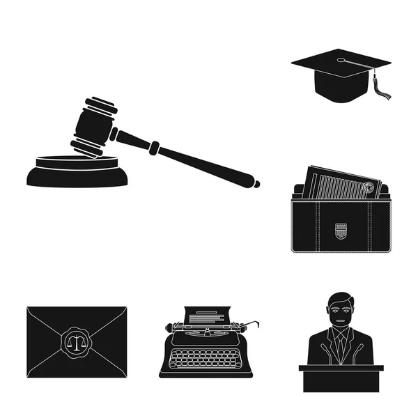 Isolated object of law and lawyer sign. Set of law and justice vector icon for stock. — Stock Vector