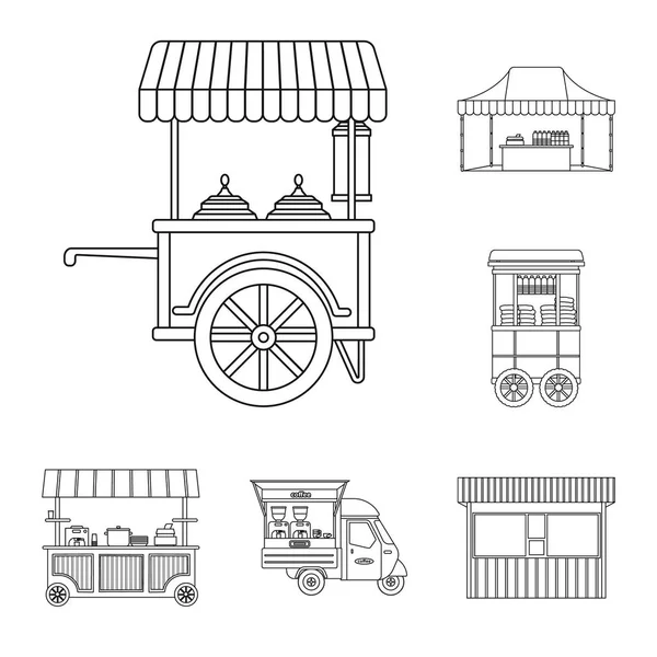 Векторный дизайн иконки рынка и экстерьера. Коллекция векторных иллюстраций рынка и продовольствия . — стоковый вектор