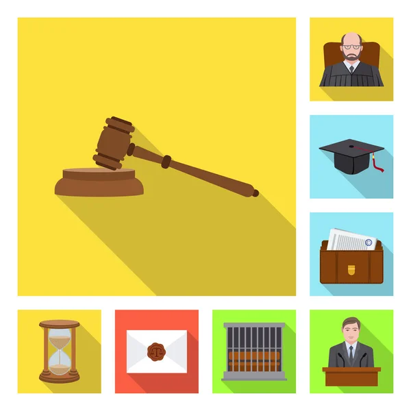 Vector illustration of law and lawyer symbol. Collection of law and justice vector icon for stock. — Stock Vector