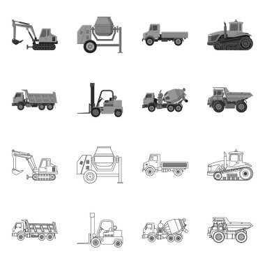 Yapı ve inşaat simge vektör tasarımı. Yapı ve makine hisse senedi vektör çizim seti.