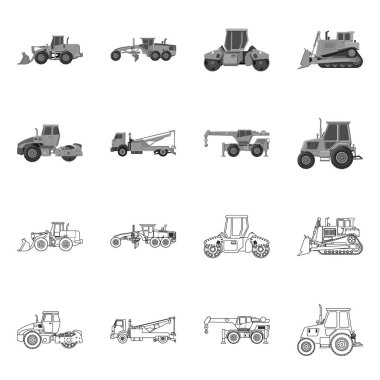 Yapı ve inşaat simge vektör Illustration. Yapı ve makine hisse senedi vektör çizim topluluğu.