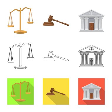 Hukuk ve avukat simge vektör tasarımı. Hukuk ve adalet vektör simgesini hissenin topluluğu.