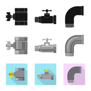 Boru ve tüp simgesi yalıtılmış nesne. Hisse senedi için boru ve boru hattı vektör simge kümesi.