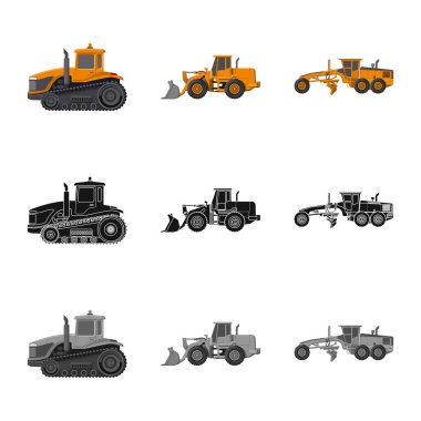 Yapı ve inşaat logo vektör tasarımı. Hisse senedi için yapı ve makine vektör simge topluluğu.