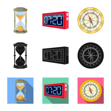 Saat ve saat logo vektör Illustration. Hisse senedi için saat ve daire vektör simge kümesi.