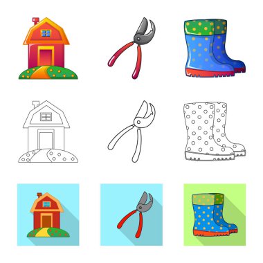 Çiftlik ve tarım simge vektör tasarımı. Web çiftliği ve bitki hisse senedi simgesi kümesi.