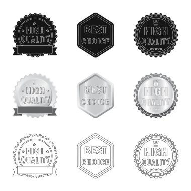 Amblem ve rozet logosu yalıtılmış nesne. Amblem ve etiket stok vektör çizim seti.