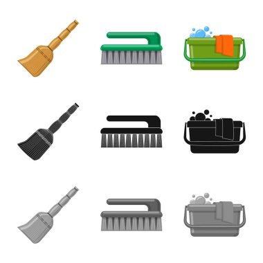 Temizlik ve servis işareti yalıtılmış nesne. Hisse senedi için temizlik ve ev vektör simge kümesi.