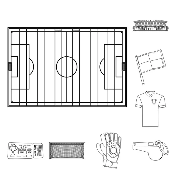 Isolé objet de soccer et signe d'équipement. Collection d'illustration vectorielle de stock de soccer et tournoi . — Image vectorielle
