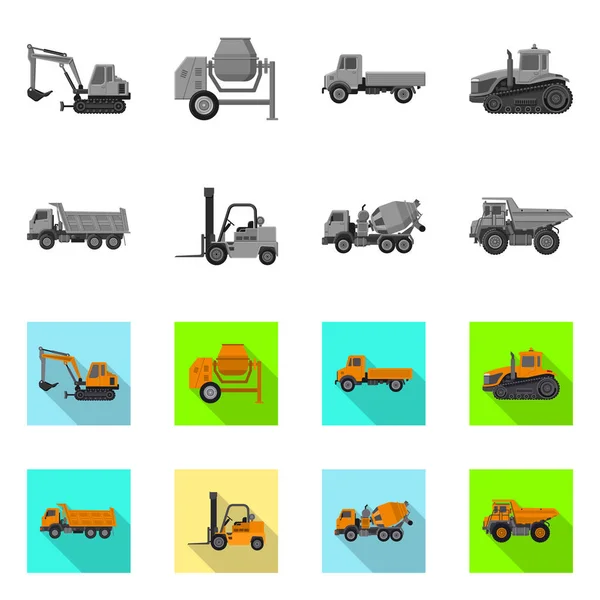 Vectorillustratie van bouw- en constructie-pictogram. Collectie van bouw en machines aandelensymbool voor web. — Stockvector