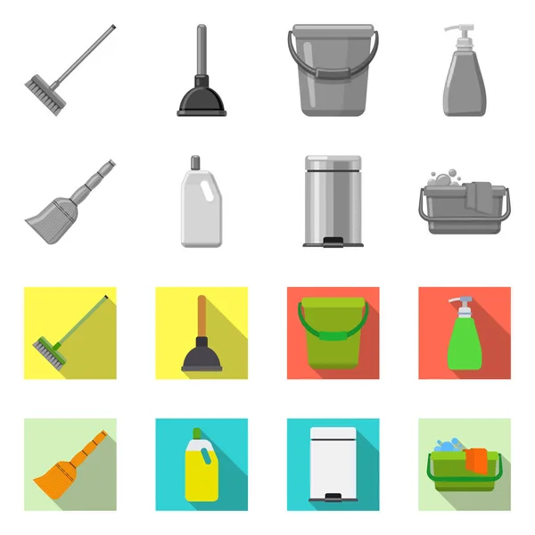 Diseño vectorial del logotipo de limpieza y servicio. Conjunto de limpieza y vector doméstico icono para stock . — Vector de stock