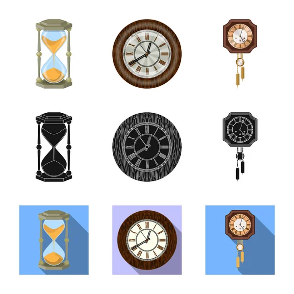 Objeto aislado de reloj y logotipo de tiempo. Colección de ilustración de vector de stock de reloj y círculo . — Vector de stock