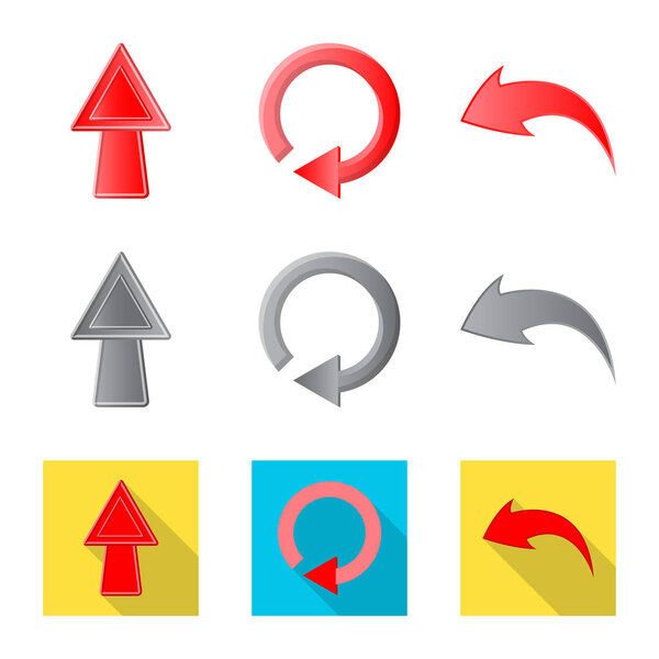 Vector illustration of element and arrow sign. Collection of element and direction vector icon for stock.