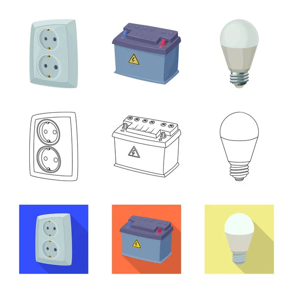 Diseño vectorial de electricidad y logotipo eléctrico. Conjunto de ilustración de vectores de electricidad y energía . — Vector de stock