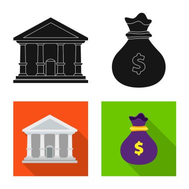 Banka ve para logo vektör Illustration. Banka ve bill hisse senedi vektör çizim seti.