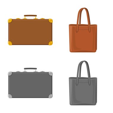 Bavul ve Bagaj simgesi yalıtılmış nesne. Hisse senedi için bavul ve yolculuk vektör simge kümesi.