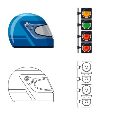 Araba ve ralli simgesi yalıtılmış nesne. Araba ve yarış hisse senedi vektör çizim topluluğu.