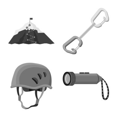 Dağcılık ve tepe logo vektör çizimi. Kamp ve dağcılık Topluluğu web için hisse senedi simgesi.