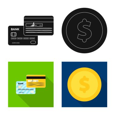 Banka ve para sembol yalıtılmış nesne. Banka ve bill hisse senedi vektör çizim topluluğu.