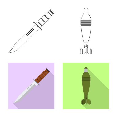 Silah ve silah sembolü yalıtılmış nesne. Hisse senedi için silah ve ordu vektör simge kümesi.