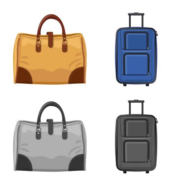 Bavul ve Bagaj sembolü yalıtılmış nesne. Hisse senedi için bavul ve yolculuk vektör simge topluluğu.
