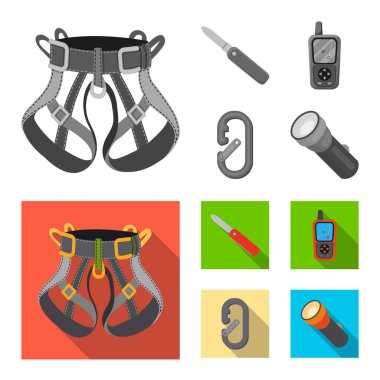 Dağcılık ve tepe simge vektör çizimi. Dağcılık ve kamp stok vektör çizim.