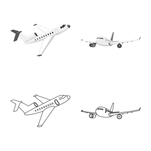 Objet isolé de l'avion et signe de transport. Collection d'illustration vectorielle plan et ciel . — Image vectorielle