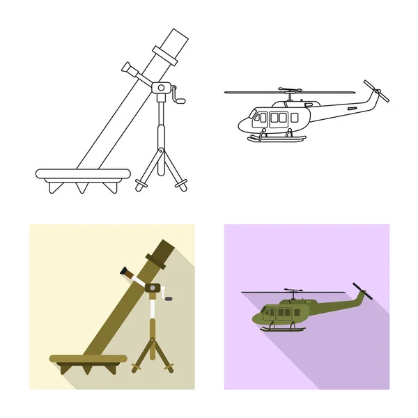 Изолированный предмет оружия и знак оружия. Набор векторной иллюстрации оружия и армейского запаса . — стоковый вектор