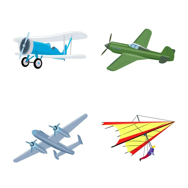 Diseño vectorial del plano y el icono de transporte. Colección de plano y cielo símbolo de reserva para la web . — Vector de stock