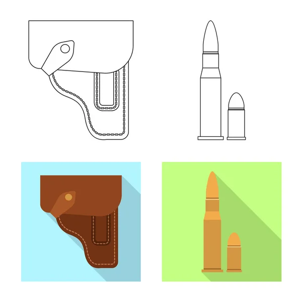 Geïsoleerde object van wapen en pistool symbool. Collectie van wapen en leger aandelensymbool voor web. — Stockvector