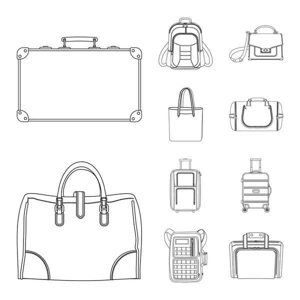 Objeto aislado de maleta y símbolo de equipaje. Conjunto de maleta e icono de vector de viaje para stock . — Vector de stock