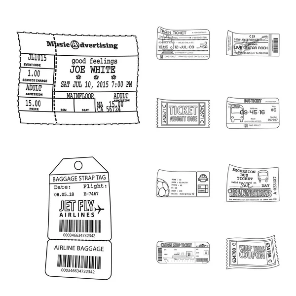 Vektor design av biljett och antagning logotyp. Samling av biljett och händelsen stock vektorillustration. — Stock vektor