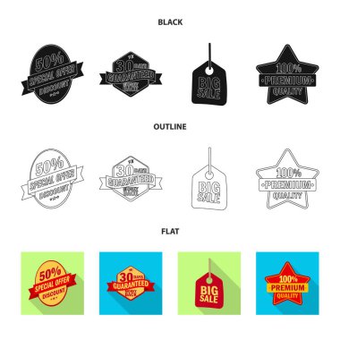 Amblem ve rozet işareti yalıtılmış nesne. Amblem ve etiket stok vektör çizim seti.