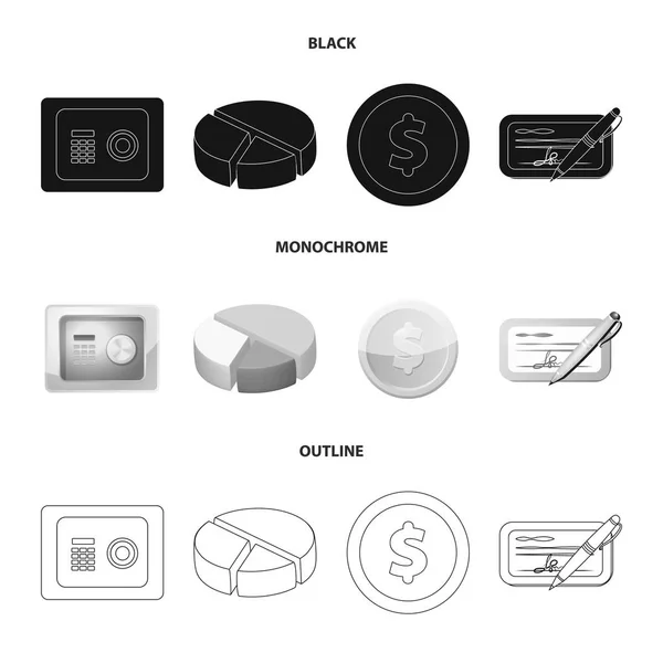 Objeto aislado de símbolo bancario y monetario. Recaudación de banco y factura icono de vector de acciones . — Archivo Imágenes Vectoriales